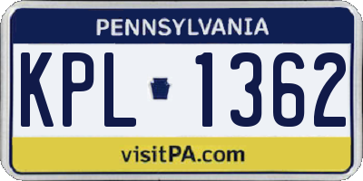 PA license plate KPL1362