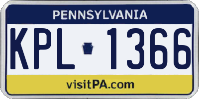 PA license plate KPL1366