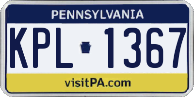 PA license plate KPL1367