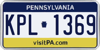 PA license plate KPL1369