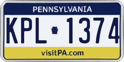 PA license plate KPL1374