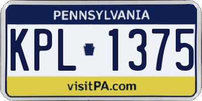 PA license plate KPL1375