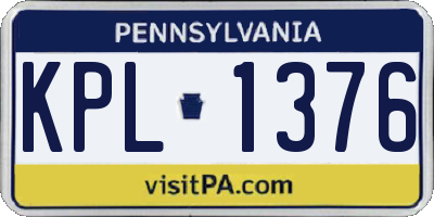 PA license plate KPL1376