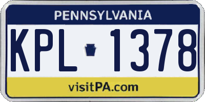 PA license plate KPL1378