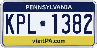 PA license plate KPL1382