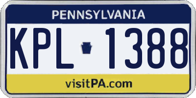 PA license plate KPL1388
