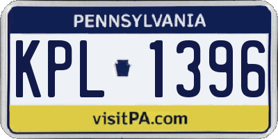PA license plate KPL1396