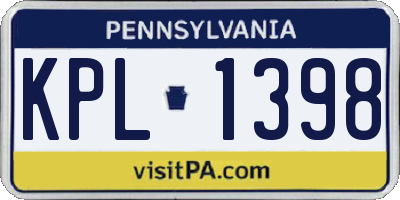 PA license plate KPL1398