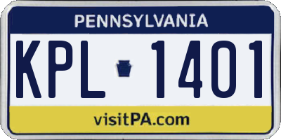 PA license plate KPL1401