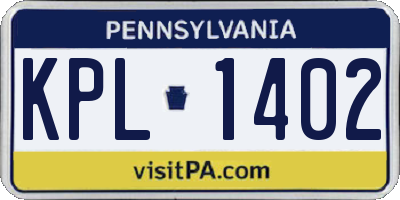 PA license plate KPL1402