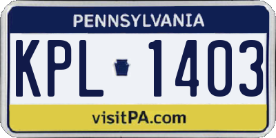 PA license plate KPL1403
