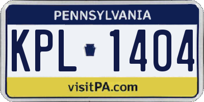 PA license plate KPL1404