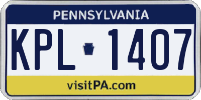 PA license plate KPL1407