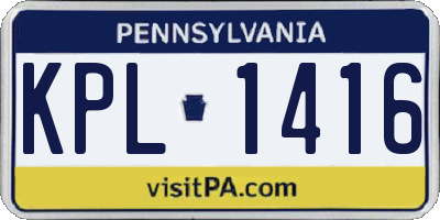 PA license plate KPL1416