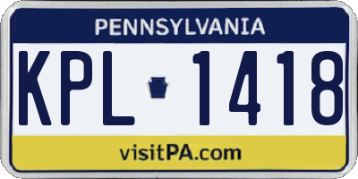 PA license plate KPL1418