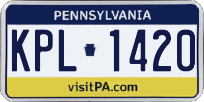 PA license plate KPL1420