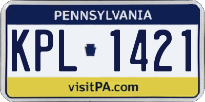 PA license plate KPL1421