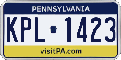 PA license plate KPL1423
