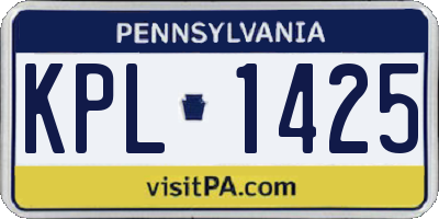 PA license plate KPL1425