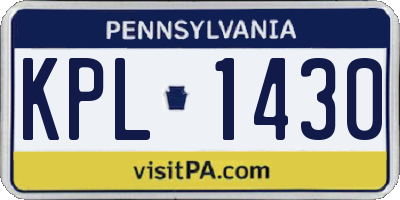 PA license plate KPL1430