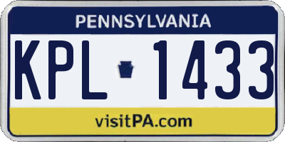 PA license plate KPL1433