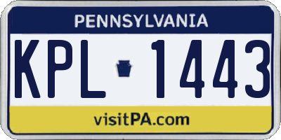 PA license plate KPL1443