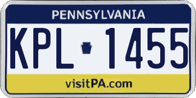 PA license plate KPL1455