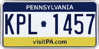 PA license plate KPL1457