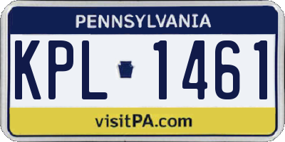 PA license plate KPL1461