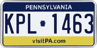 PA license plate KPL1463