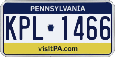 PA license plate KPL1466