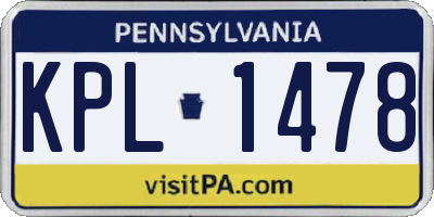 PA license plate KPL1478