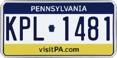 PA license plate KPL1481