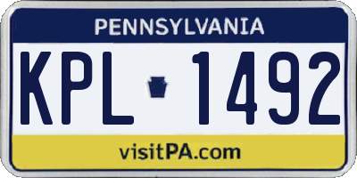 PA license plate KPL1492