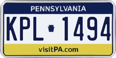 PA license plate KPL1494