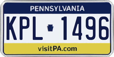 PA license plate KPL1496