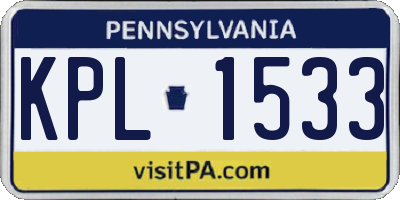 PA license plate KPL1533