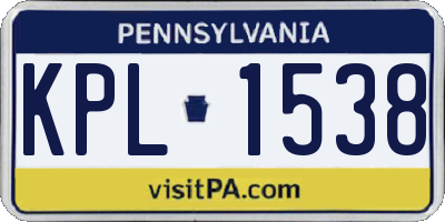 PA license plate KPL1538