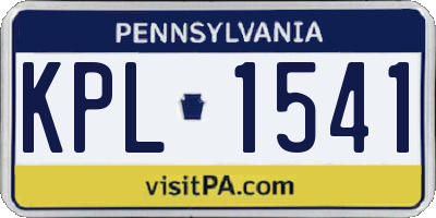 PA license plate KPL1541