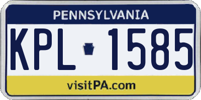 PA license plate KPL1585