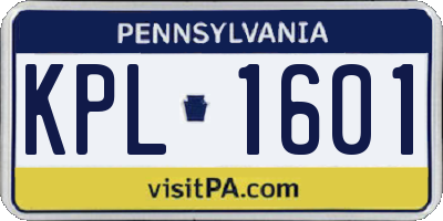 PA license plate KPL1601