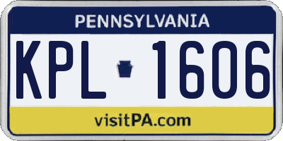 PA license plate KPL1606