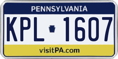 PA license plate KPL1607