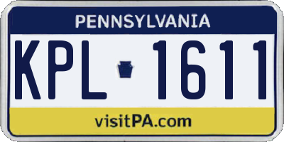PA license plate KPL1611
