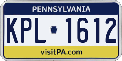 PA license plate KPL1612