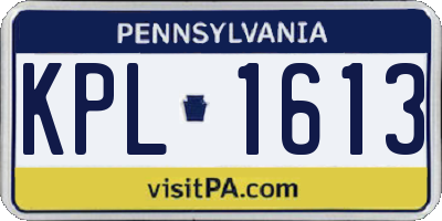 PA license plate KPL1613