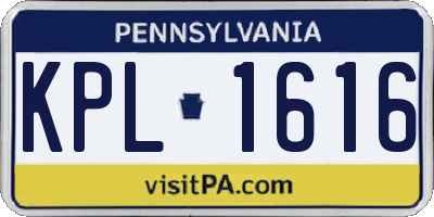 PA license plate KPL1616