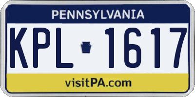PA license plate KPL1617