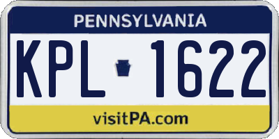 PA license plate KPL1622