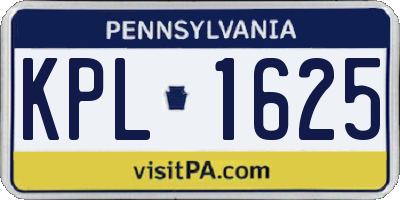 PA license plate KPL1625